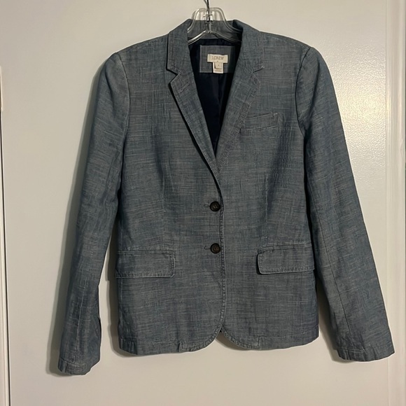 J Crew Chambray Blazer Size 4 - Picture 1 of 6